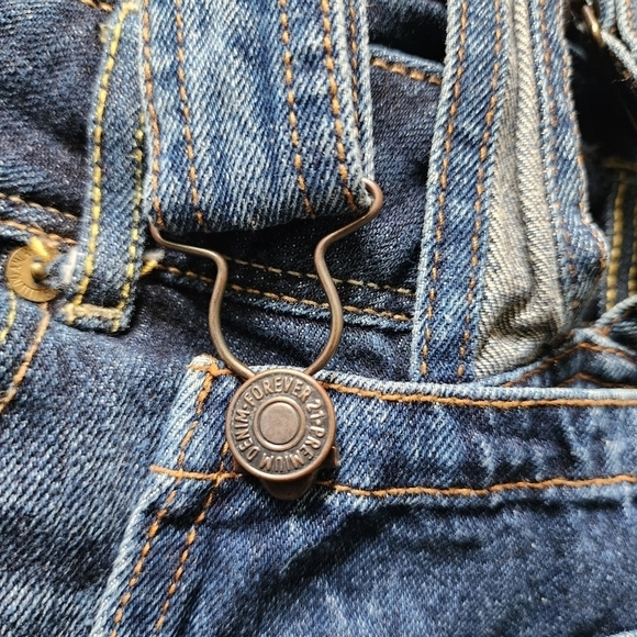 Forever 21 Blue Denim Jeans Overall Mini Skirt Dress Women's Small S Adjustable - Picture 7 of 12